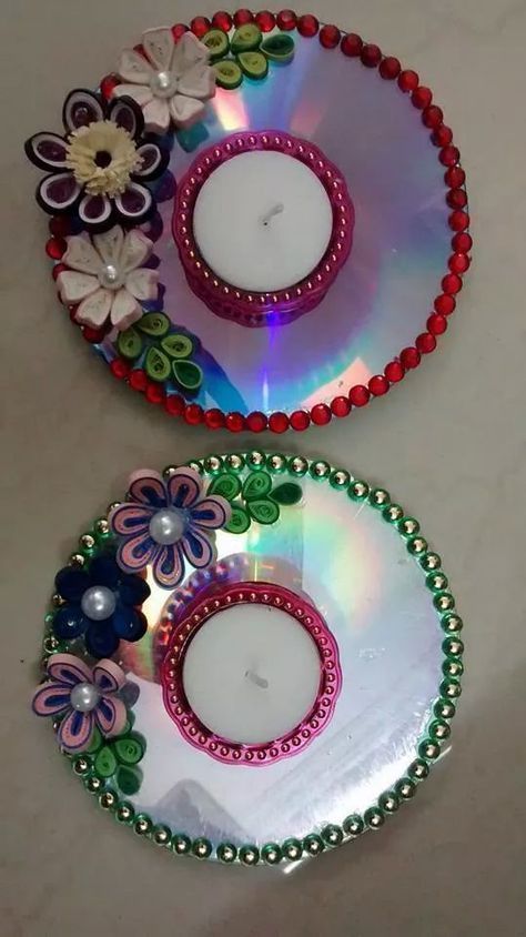 Looking for creative ways to make extra money from home? What better way than to sell DIY projects you made? Crafts to make and sell on... #crafttosell #craft #diycraft Quilling Candle Holder, Old Cd Crafts, Arte Quilling, Diy Diwali Decorations, Quilled Creations, Cd Crafts, Diwali Craft, Sell Diy, Crafts To Make And Sell