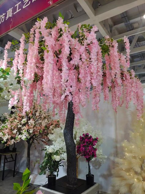 Wedding Tree Centerpieces, Wisteria Decor, Fake Cherry Blossom Decor, Cherry Blossom Tree Room Decor, Artificial Cherry Blossom Tree Decor, Dried Tree Branches, Ambience Decor, Floral Tree Installation Wedding, Hanging Flower Arrangements