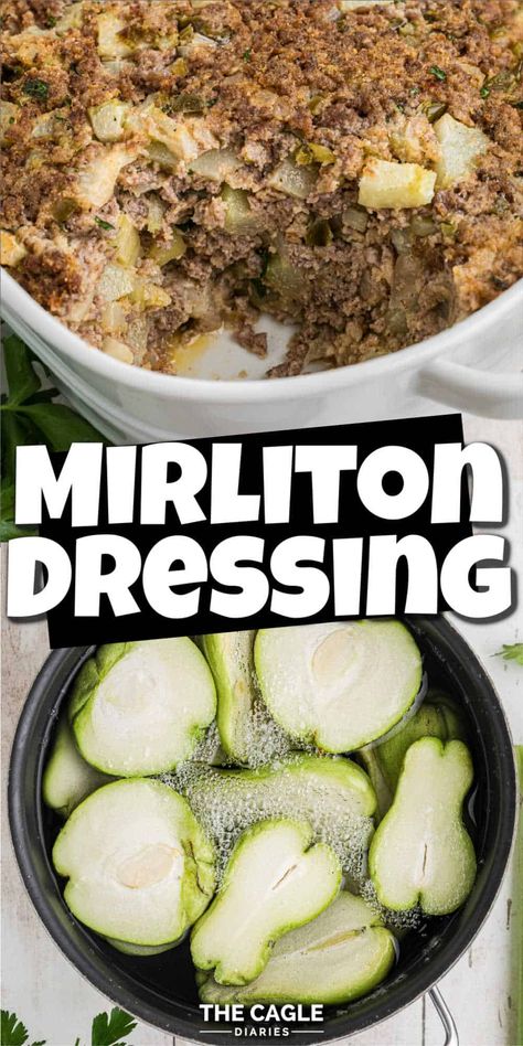 Mirliton Dressing Stuffed Mirliton Recipes, Mirliton Dressing, Mirliton Recipes, Thanksgiving Dressing Recipe, Mirliton Recipe, Venison Jerky Recipe, Squash Dressing, Southern Thanksgiving Recipes, Cajun Seasoning Recipe