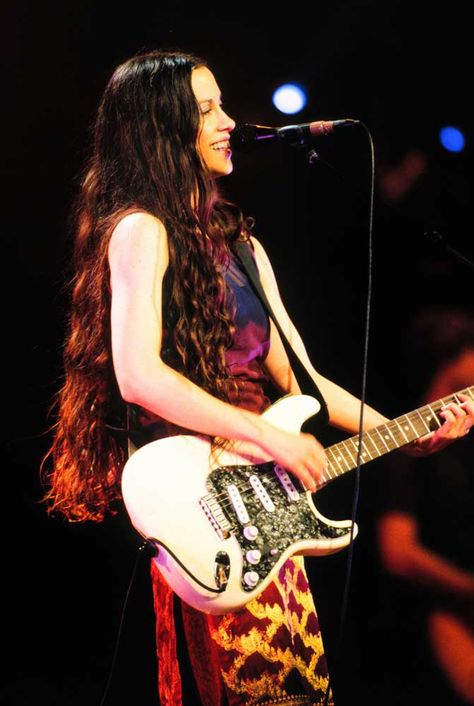 Alanis Morissette Head Over Feet Alanis Morissette, Alanis Morrisette, Playing A Guitar, 90s Stuff, Alanis Morissette, Women Of Rock, Female Musicians, Heart Hair, Women In Music