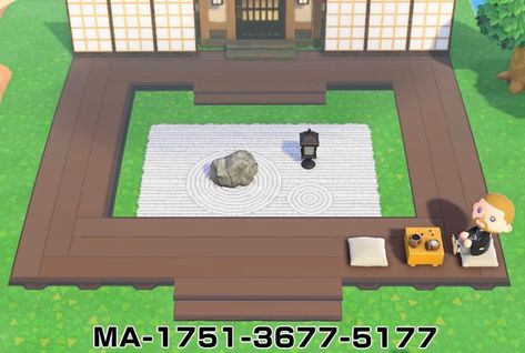 r/ACQR - Traditional Japanese-inspired engawa I created / You can center your house in the middle of the design as well as put houses around it for a central space Acnh Zen Path Design, Video Game Bedroom Ideas, Animal Crossing 3ds, Animal Crossing Guide, Acnh Design, Animal Crossing Qr Codes Clothes, Path Design, Qr Codes Animal Crossing, Animal Crossing Pocket Camp