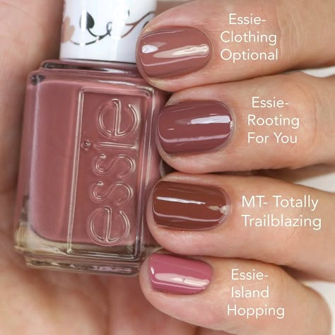 Fall Nail Colors For Light Skin, Essie Rooting For You, Essie Fall Nail Colors, Soft Autumn Nail Polish Colors, Soft Autumn Nail Polish, Soft Autumn Nail Colors, Nail Essie, Beleaf In Yourself, Essie Nail Polish Colors