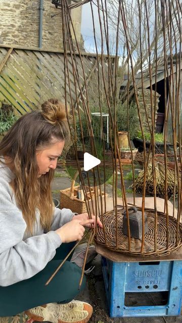 Twig Baskets Diy, Willow Basket Weaving Tutorials, Weaving Baskets Diy, Willow Weaving Projects, Willow Weaving Beginners, Willow Basket Weaving, Weaving Willow, Willow Crafts, Diy Basket Weaving