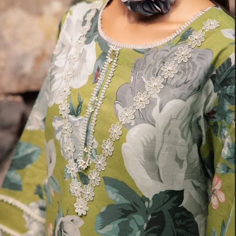 Neck Design Dress Design Pakistani, Lawn Dress Design, Maxi Pattern, Summer Embroidery, Lace Dress Design, Shirt Trouser, Neck Designs For Suits, Lawn Suit, Pakistani Fancy Dresses