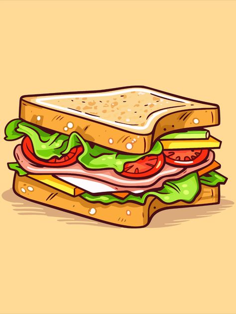 Sandwich Poster Design, Sandwiches Illustration, Sandwich Wallpaper, Sandwich Vector, Sandwich Poster, Vector Food Illustration, Sandwich Drawing, Cheesy Sandwich, Menu Poster