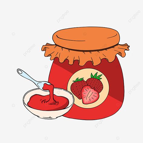 Strawberry Jam Drawing, Jam Clipart, Jam Drawing, Jam Png, Jam Cartoon, Jam Roly Poly, مربى الفراولة, Jam Strawberry, Drawing Classes For Kids