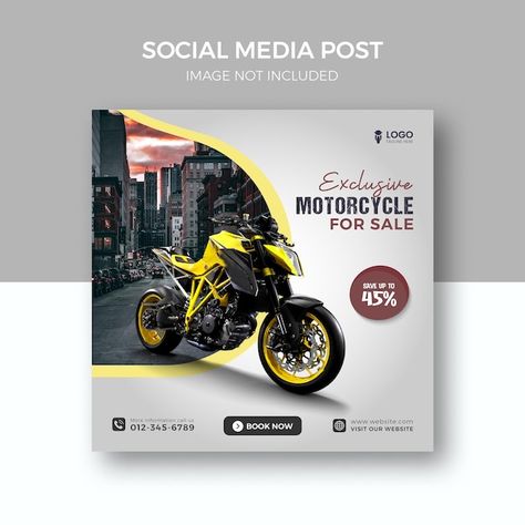 Motorcycle Social Media Design, Bike Social Media Post, Bike Poster Design, Car Social Media Post, Instagram Post Template Design, Post Template Design, Instagram Graphic Design, Car Banner, Social Templates