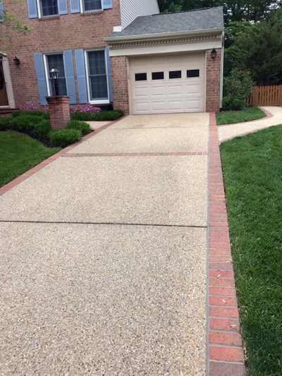 Brick And Concrete Driveway, Pool Pathway, Walkway Concrete, Brick Restoration, Concrete Stamping, Cement Driveway, Brick Border, Brick Driveway, Concrete Work