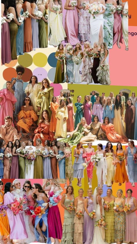 Eclectic Wedding Bridesmaids, Funky Wedding Color Palette, Bright Wedding Theme, Jewel Tone Wedding Theme, Colorful Wedding Decor, Colorful Bride, Bold Wedding Colors, Wedding Floral Arch, Egyptian Wedding