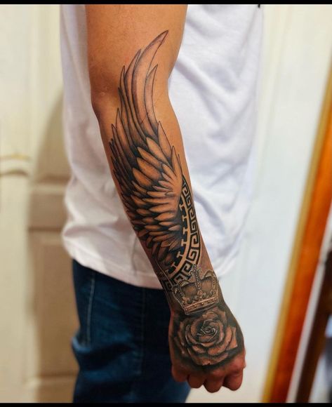 Arm Tattoo Men Forearm Simple, Wings Tattoo For Men, Forearm Tattoos Men Unique, Arm Tattoo Men Forearm, Rip Tattoos For Mom, Brother And Sister Tattoo Ideas, Sister Tattoo Ideas, Wing Tattoo Men, Sister Tattoo