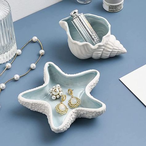 Linfye Starfish Jewelry Dish Tray Ceramic Jewelry Holder Ring Dish Trinket Tray Ceramics Tray Jewelry Dish Ocean Style Trinket Tray Dish Holder Earrings Candy Storage Holder Table Decoration Supplies ✨ #ad #affiliate #ringholder #jewlreydish #bohoringdish #uniquefinds #summerroomdecor #summerroomideas #summerroom #bohodecor #apartmentfinds #aestheticroomdecor #summerroomaestheticsummer Cute Ceramic Jewelry Holder, Preppy Jewelry Holder, Ceramics Tray, Ceramic Jewelry Holder, Costal Bedroom, Tray Ceramic, Ceramic Jewelry Dish, Starfish Jewelry, Candy Storage