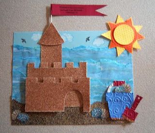 Paper Craft Sand castle collage                                                                                                                                                                                 More Castle Paintings, Beach Sandcastle, Church Bulletin, Sand Paper, Board Decoration, Art Lessons Elementary, Beach Crafts, Camping Art, Construction Paper