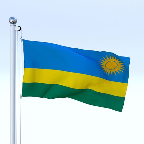 Rwanda Flag, Flag Png, 3d Architecture, Art Design Ideas, Flag Pole, Architecture Model, Eu Flag, 3d Design, Country Flags