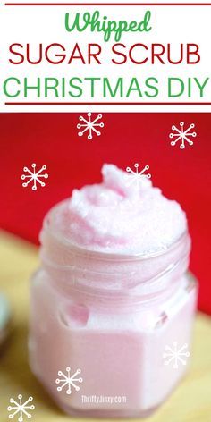 Christmas Sugar Scrub Diy, Diy Whipped Sugar Scrub, Whipped Sugar Scrub Recipe, Christmas Sugar Scrubs, Christmas Lotion, Coconut Oil Sugar Scrub, Linda Davis, Diy Body Scrub Recipes, Diy Sugar Scrub Recipe