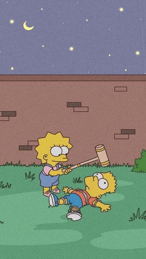 Simpsons Wallpaper, Spongebob Pics, Simpson Wallpaper Iphone, Moonlit Sky, Simpsons Art, Illustration Photo, Mood Wallpaper, Play Baseball, Funny Phone Wallpaper