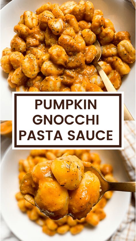 Pumpkin Gnocchi Sauce will quickly become your go-to Fall favorite! It’s creamy, flavorful, made with whole ingredients, dairy-free, and nut-free! Great for pasta too! #pumpkin #pumkinsauce #pastasauce #gnocchi #fall Pumpkin Gnocchi Sauce, Gnocchi Sauce, Pumpkin Pasta Sauce, Gnocchi Pasta, Pumpkin Gnocchi, Pumpkin Sauce, Pumpkin Pasta, Homemade Pumpkin Puree, Recipe Vegetarian