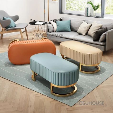 Nordic Sofa Stool Household Bedroom Furniture Bed End Long Sofa Footstool Aisle Shoe Changing Stool In Front Of The Living Room Diy Rocking Chair, Nordic Sofa, Tufted Furniture, Sofa Design Wood, Sofa Stool, Luxury Sofa Design, Storage Bench Bedroom, Classic Furniture Design, Soft Furniture