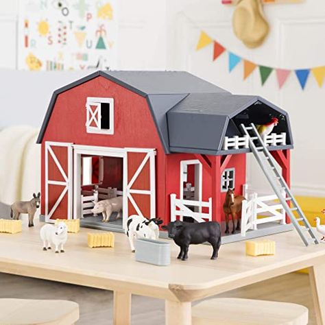 AmazonSmile: Terra by Battat – Wooden Animal Barn – Toy Barn Farm Toys Playset for Kids 3+ (20 pc): Toys & Games Wooden Toy Barn, Farmhouse Toys, Toy Horse Stable, Animal Homes, Farm Animal Toys, Toy Barn, Farm Kids, Wooden Barn, Toy Playset