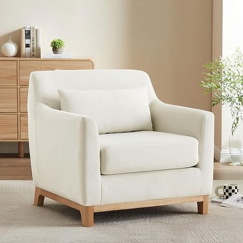 Amazon.com: VANOMi Extra Deep Accent Chair, Fabric Upholstered Comfy Reading Armchair for Living Room, Bedroom Single Seat Sofa Chair with Wood Base, White : Home & Kitchen Living Room Armchair, Reading Armchair, Single Seat Sofa, Armchair Bedroom, Leather Sofa Chair, Comfy Reading, Leather Sectional Sofas, Mid Century Modern Armchair, Accent Chair Bedroom