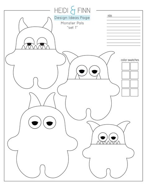 Monster Pals (set #1) Plush toy Plush Pattern Free Templates, Monster Plushies Diy Patterns, Monster Stuffed Animal Diy, Easy Plush Sewing Pattern, Plushy Patterns Free, Monster Plush Pattern, Simple Stuffed Animal Pattern, Monster Pillows Pattern, Hug Monster