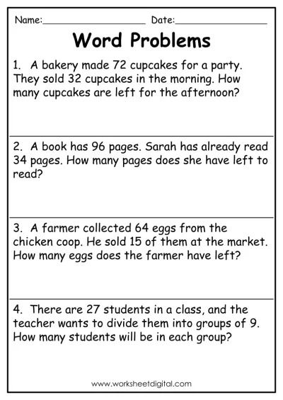 Worksheet Digital - FREE Worksheets 2nd Grade Word Problems Free, 2 Grade Worksheets Free Printable, 2nd Grade Practice Worksheets, 3rd Grade Worksheets Free, 2nd Grade Math Worksheets Free Printable Word Problems, Worksheet For Grade 3 Maths, Math Exercises 3rd Grade, School Sheets Worksheets, Free 2nd Grade Worksheets