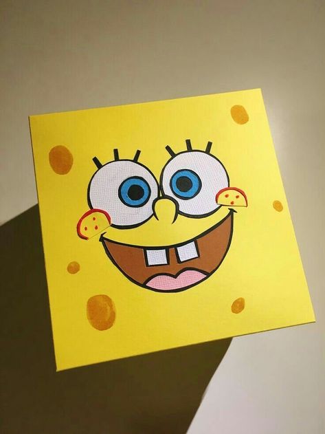 Cartoon Painting Ideas On Canvas, Diy Acrylic Painting, Cute Painting Ideas, Spongebob Drawings, Cute Painting, Disney Canvas Art, Spongebob Painting, Disney Canvas, Acrylic Painting Ideas