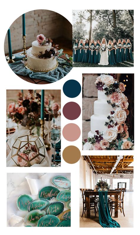 Teal Wedding Colors Schemes, Teal Wedding Theme, Dark Teal Weddings, Start Wedding Planning, Sage Wedding Colors, Teal Blue Weddings, Dusty Rose Wedding Colors, Wedding Color Schemes Blue, Teal Wedding Colors