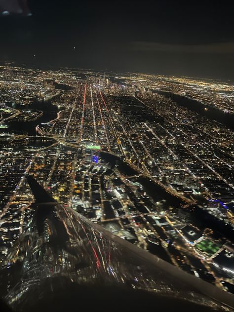 Plane Aesthetic New York, New York From Plane, New York Plane View, New York Plane Ticket, Airplane New York, Plane Tickets Aesthetic, Nwe York, Flying Over New York, Window View Night