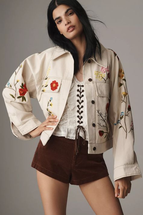 By Anthropologie Floral Embroidered Jacket | Anthropologie Rich Girl Fashion, Embroidered Jacket, Rich Girl, Anthropologie, Girl Fashion, Floral