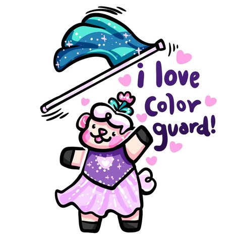 Continuing my band themed art!! :3 color guard does NOT get enough appreciation !!!! I did some winter guard practice just for funsies once and like. Idk how they do it 💪🏻 — #art #artwork #drawing #doodle #illustration #digitalart #digitalpainting #digitaldrawing #digitalillustration #procreate #stickers #stickershop #smallbusiness #kidcore #cuteart #nostalgia #sillyart #marchingband #colorguard #winterguard #band Procreate Stickers, Senior Posters, Winter Guard, Spirit Animal Art, Color Guard, Doodle Illustration, Kid Core, Marching Band, Sticker Shop