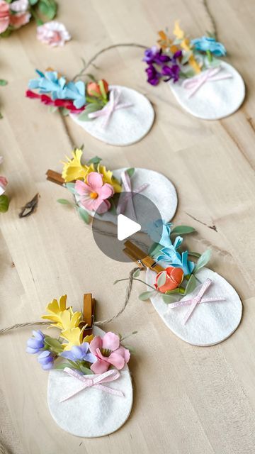 Katie | Crafter and Felt Enthusiast on Instagram: "DIY Spring Felt Floral Garland for this week’s Tuesday Tutorial! Want to make the prettiest craft for this spring? All you need is some felt, ribbon, faux flowers, and some mini clothespins to make this pocket egg garland. I love how easy and fun this garland is and best of all, it won’t take you all day to make!

Check out my LTK shop for my favorite craft clothespins😊" Egg Garland, Felt Bunting, Pretty Crafts, Banners Buntings, Diy Spring, Instagram Diy, Floral Garland, Spring Diy, Flower Garlands