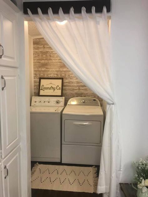 Mobile Home Laundry Room Makeover, Mobile Home Laundry Room, Small Mobile Homes, Single Wide Remodel, Mobile Home Redo, Home Laundry Room, Double Wide Mobile Home, Remodel Mobile Home, Farmhouse Makeover