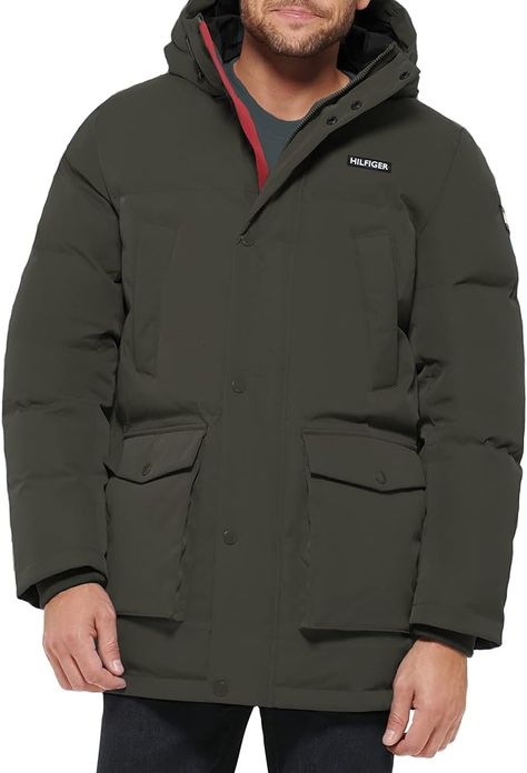 Tommy Hilfiger Men's Arctic Cloth Heavyweight Performance Parka Down Alternative Outerwear Coat, Navy Tech, XX-Large at Amazon Men’s Clothing store Men Coats, Coats Men, Golf Jackets, Men's Coats & Jackets, Parka Coat, Warm Coat, Soft Shell Jacket, Tommy Hilfiger Man, Outerwear Coats