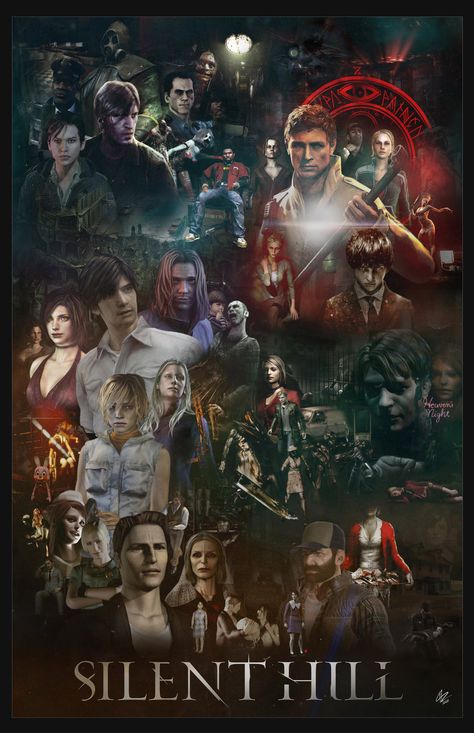 Silent Hill: Saga Poster by afullonetouch.deviantart.com Silent Hill Characters, Silent Hill 3 Wallpaper, Silent Hill The Room, Silent Hill Video Game, Silent Hill Homecoming, Silent Hill 4 The Room, Silent Hill Downpour, Resident Evil Remake, Silent Hill Series