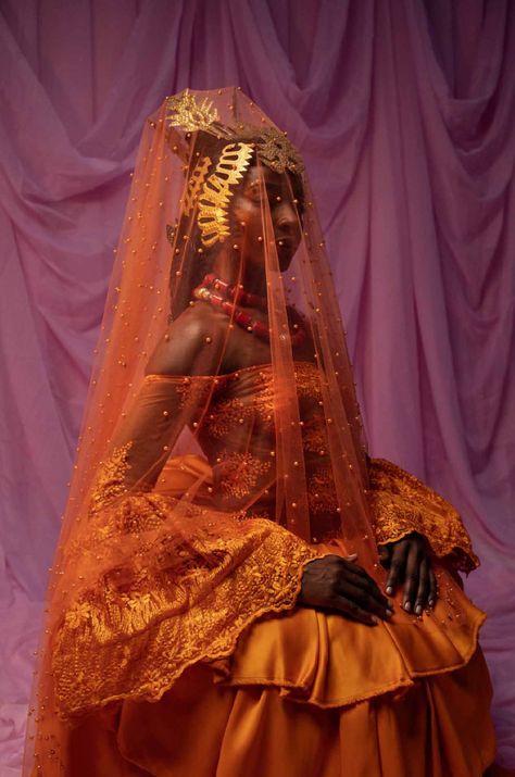 Regal Portrait, Nigerian Bride, Oh My Goddess, Orange Aesthetic, Poses References, Vogue Italia, Black Excellence, Black Queen, Look At Me