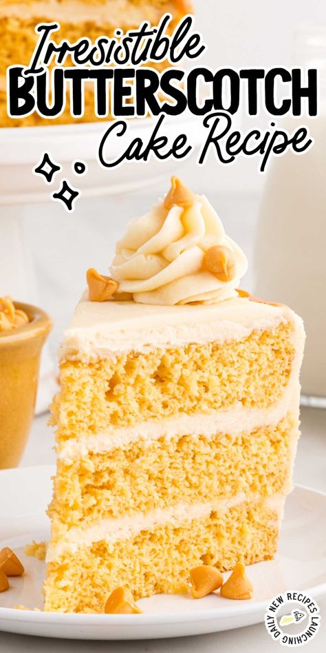 This rich and indulgent butterscotch cake recipe features soft, moist layers and a decadent flavor. Butterscotch Cake Recipe, Butterscotch Desserts, Butterscotch Recipes, Pumpkin Butterscotch, Banana Cream Cheesecake, Soda Cake, Creamy Frosting, Butterscotch Cake, Cake Calories