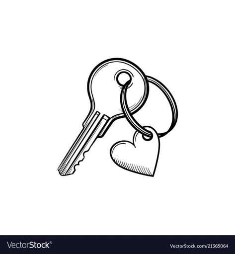 Heart Shaped Lock Tattoo, Heart Key Tattoo, Key Drawing, Monochrome Sketch, Lock Tattoo, Key Drawings, Key Tattoo, Heart Illustration, Heart Drawing