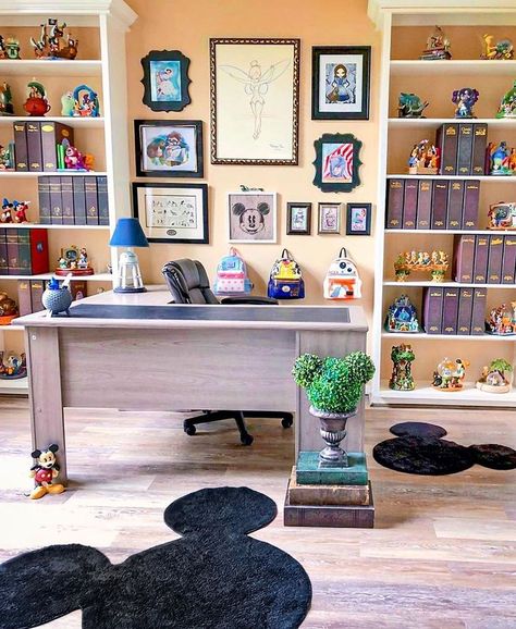 Our friend @chaos_and_couture has the perfect home office for any Disney fan, a collector’s paradise!! Thank you so much for sharing!! ❤️✨… Disney At Home, Disney House Ideas, Casa Disney, Deco Disney, Disney Bedrooms, Disney Room Decor, Disney Furniture, Disney Merch, Disney Rooms