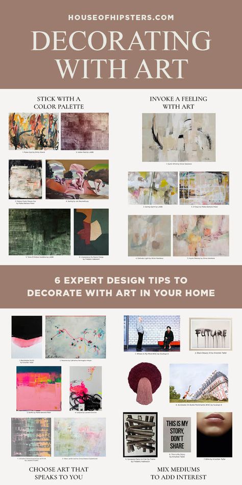 Interior designer gives you expert tips on how to decorate your home with art Adding Art To Your Home, How To Decorate With Art, Choosing Art For Your Home, How To Pick Art For Your Home, Mixing Art Styles, Modern Vintage House, Design Home Modern, Cozy Home Interior Design, Vintage House Interior