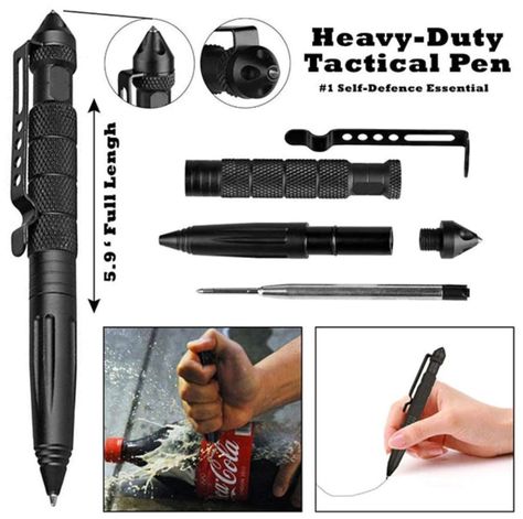 high quality every day carry pen crushing a soda can, with more details of the tactical pen Mini Stove, Tactical Pen, Self Defense Tools, Glass Breaker, Pocket Tool, Hiking Backpacking, Outdoor Equipment, Military Gear, Camping Essentials