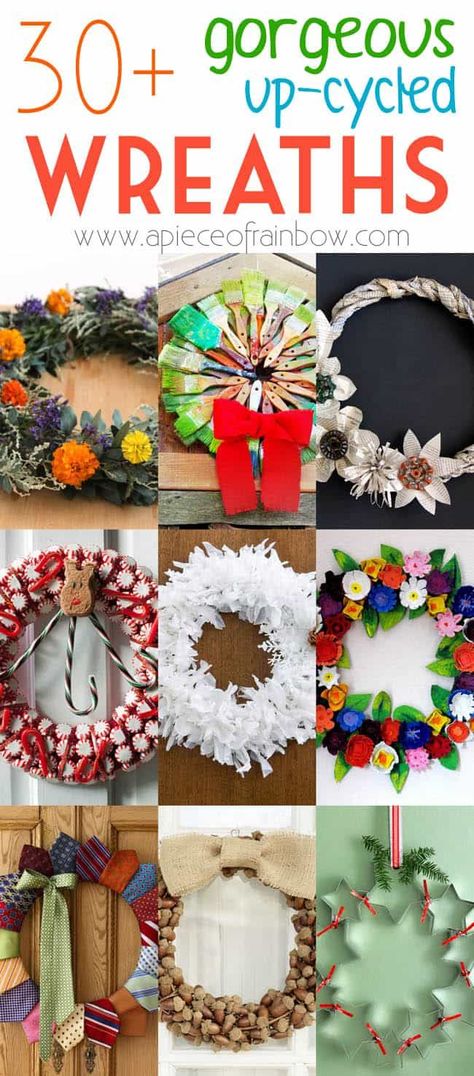 30-upcycled-christmas-wreaths-apieceofrainbowblog (17) Plate Christmas Tree, Egg Cartons, Diy Christmas Wreaths, Simple Gift Wrapping, Tin Cans, Xmas Wreaths, Christmas Wreaths Diy, Wreath Crafts, Old Books