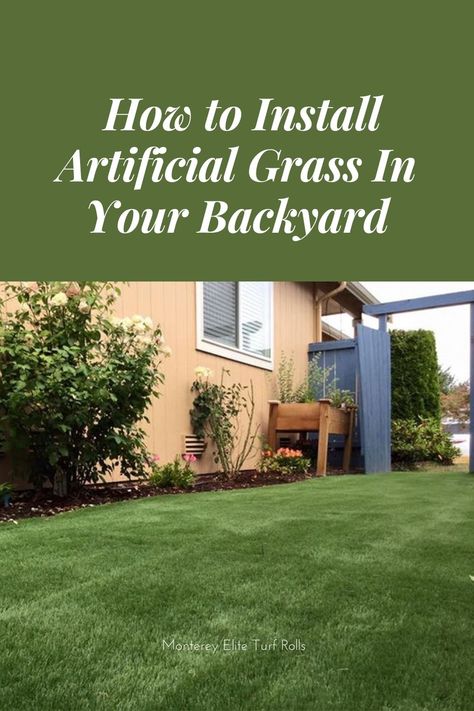 Content: How hard is it to install artificial grass in your backyard? Not hard at all with our step-by-step guide to getting the job done! Start your DIY project with this helpful guide. #grassfacts #artificialgrass #artificialturf #installation #DIYinstall Diy Artificial Grass Installation, Install Artificial Grass Diy, Grass Rolls, Artificial Grass Backyard, Pet Turf, Artificial Grass Installation, Yard Maintenance, Fake Grass, Flooring Inspiration