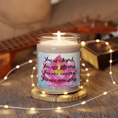 Watercolor You Are Loved Candle Positive Affirmations Meditation Yoga Aesthetic Strong Women Positivity Gifts Glass 9oz - Etsy Self Love Candle, Yoga And Candles, Manifest Candles, Affirmation Candles, Lotus Candle, Yoga Aesthetic, Buddha Candle, Meditation Candles, Positive Gift