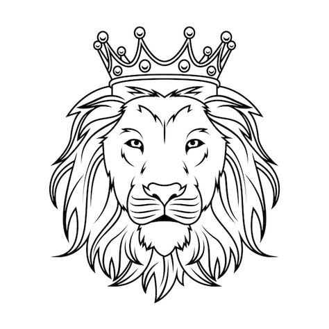 Free vector hand drawn lion with crown o... | Free Vector #Freepik #freevector #drawing #illustration #outline #animal Crown Outline, Lion With Crown, Crown Drawing, Outline Illustration, Card Banner, Vector Hand, Cartoon Clip Art, Narnia, Textures Patterns