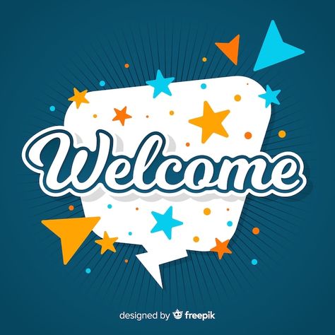 Modern welcome composition with flat des... | Premium Vector #Freepik #vector #welcome-design #welcome #colorful-font #lettering Welcome Banner Design, Welcome Banner Printable, Pennant Banner Template, Shapes Template, Welcome Back Banner, Welcome Home Banners, Welcome Images, Website Banner Design, Happy New Year Banner