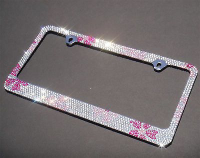 Bling Bling Pink Flower Diamond Rhinestones License Plate Frame/Screw Cap | eBay Licence Plate Frame, License Plate Designs, Girly Car Accessories, Licence Plate, Plate Designs, Car Deco, Girly Car, Car License, Flower Crystal