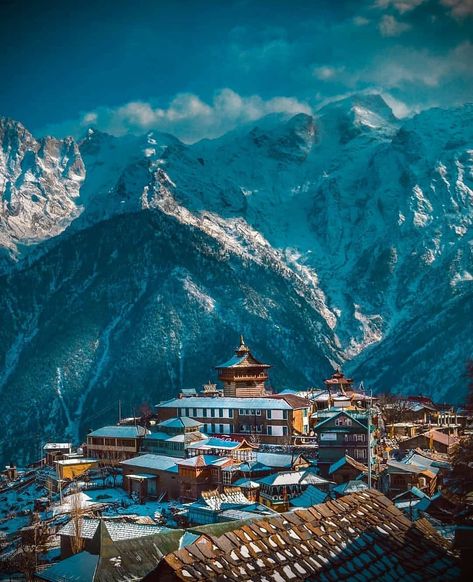 Located above the Reckong Peo in the Kinnaur district of Himachal Pradesh, Kalpa is nestled near the Sutlej River. #india #himachalpradesh #himalayas Kinnaur Kailash, Village Photos, Jw Marriott, Hill Station, Himachal Pradesh, Beautiful Villages, Tourist Places, Beautiful Places To Travel, Incredible India