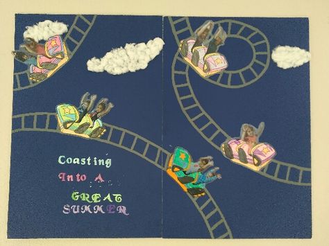 Roller coaster bulletin board Roller Coaster Theme, Family Literacy Night, Board Game Template, Fair Theme, School Age Activities, Carnival Art, Family Literacy, Classroom Board, Teacher Boards