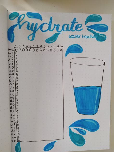 Hydrate, hydration, bullet journal, water Water Tracker Bullet Journal, Tracker Bullet Journal, Water Tracker, Bullet Journal, Water