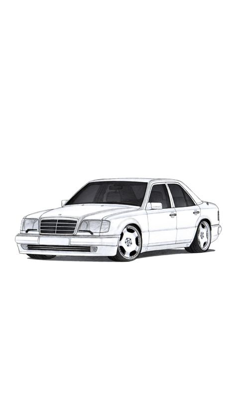 Mercedes Benz W124 Wallpaper, Mercedes Benz Tattoo, Mercedes Benz Drawing, Mercedes Drawing, Simple Car Drawing, Christus Tattoo, Foto Cars, Mercedes Auto, Mercedes Benz Wallpaper